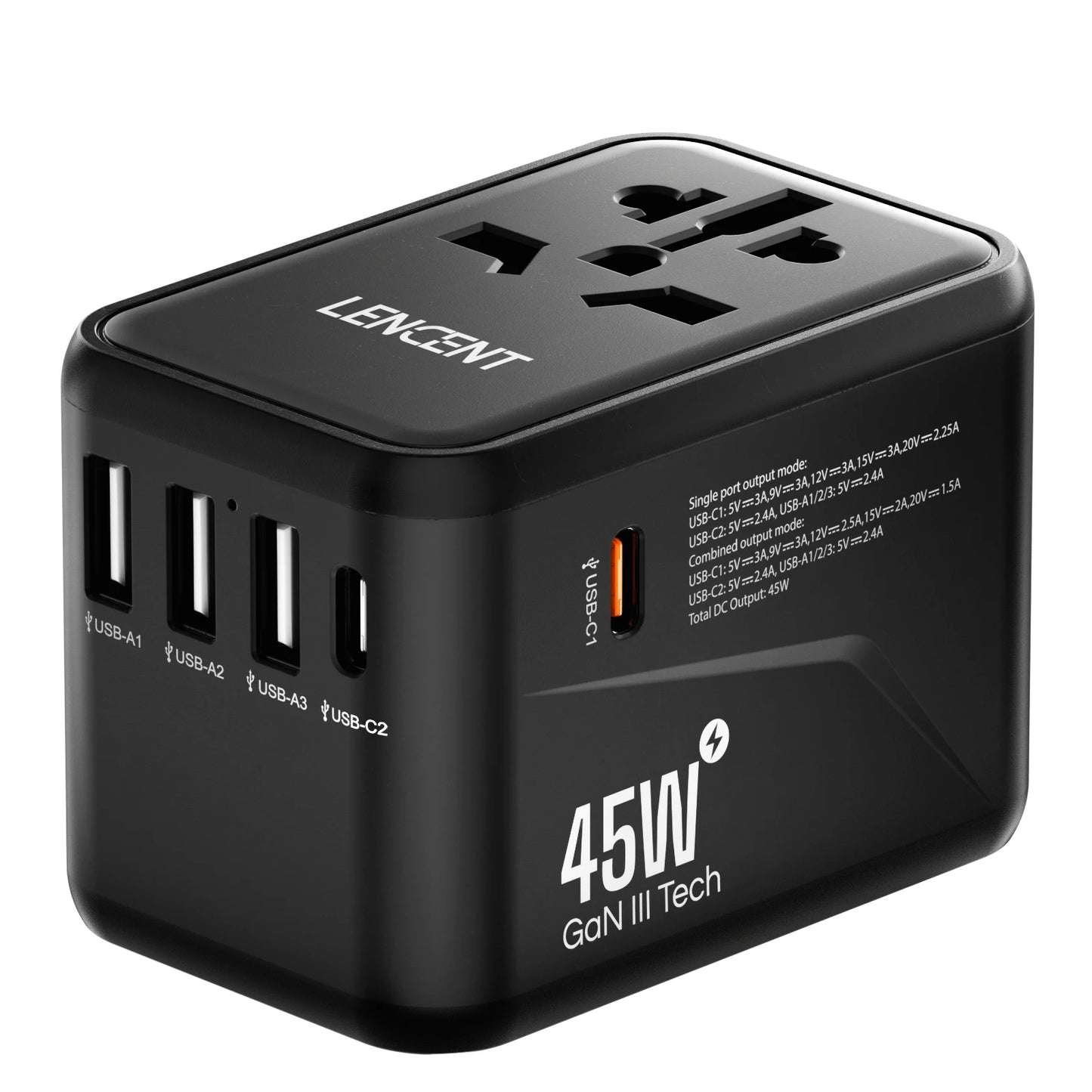 Universal travel adapter for multi-country charging
