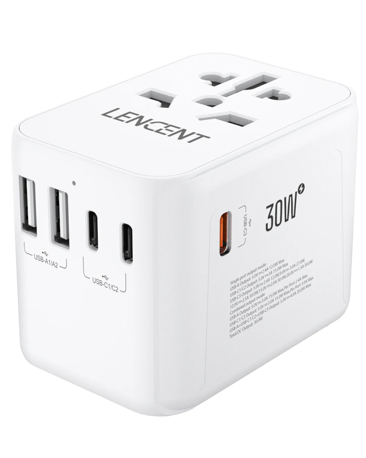Universal travel adapter for multi-country charging