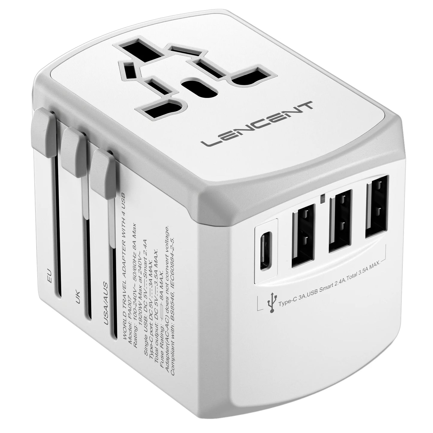 Universal travel adapter for multi-country charging